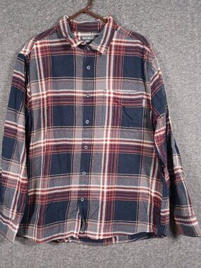 Eddie Bauer Men's Size XL Red Blue Flannel Plaid Long Sleeve Shirt